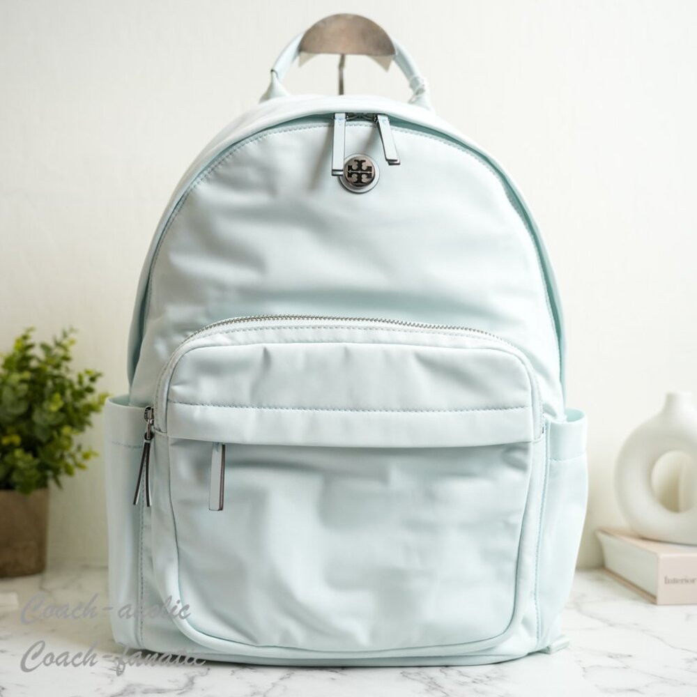 NWT Tory Burch Nylon Lightweight Backpack in Summit Light Blue